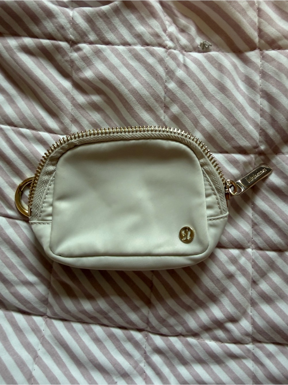 lululemon athletica Cream Mini Zip Pouch with Gold Hardware